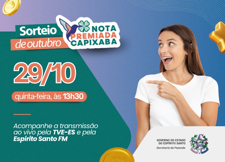 Nota Premiada Capixaba vai distribuir 15 prêmios de até R$ 25 mil nesta quinta-feira (29)